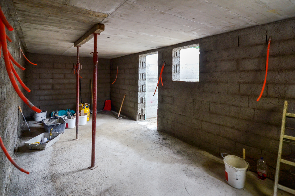 construction of a residential home basement