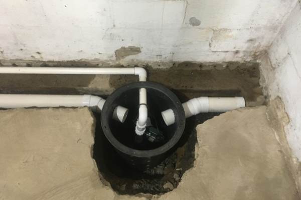 sump pump installed in existing basement