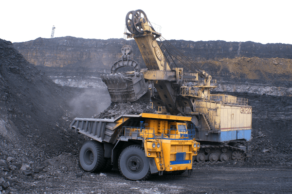 excavator in a coal mine