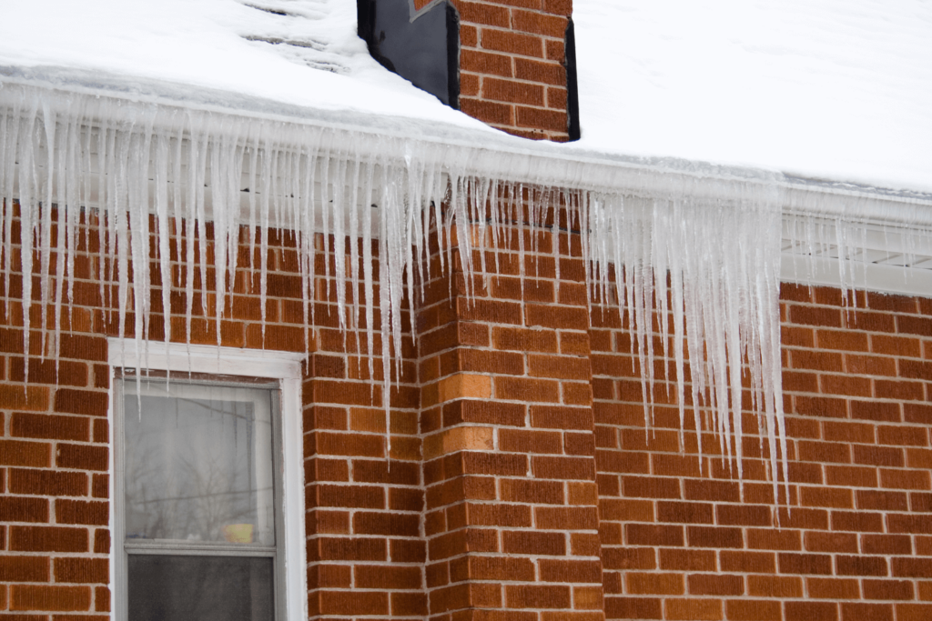 Ice dam formation on a residential home