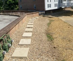 Commercial French Drain installation completed by AM Wall Anchor & Waterproofing