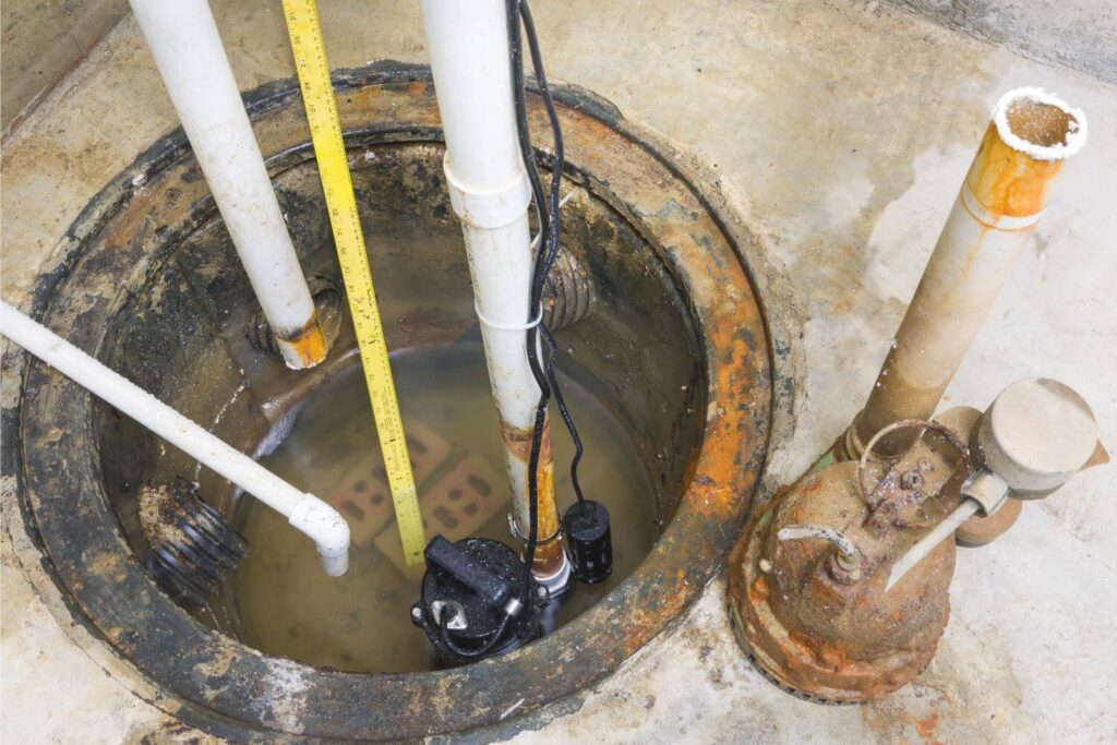 Sump pump replacement job completed by AM Wall Anchor & Waterproofing