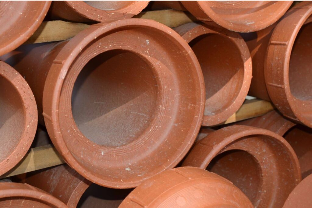 Stack of clay pipes