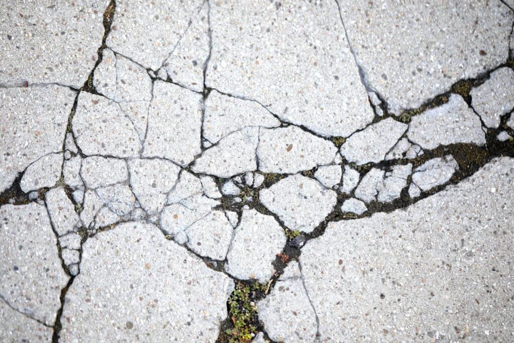 Pavement with multiple cracks in it