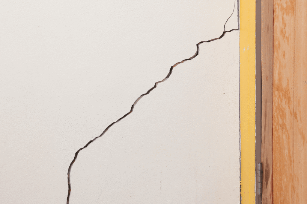 horizontal crack in an interior house wall