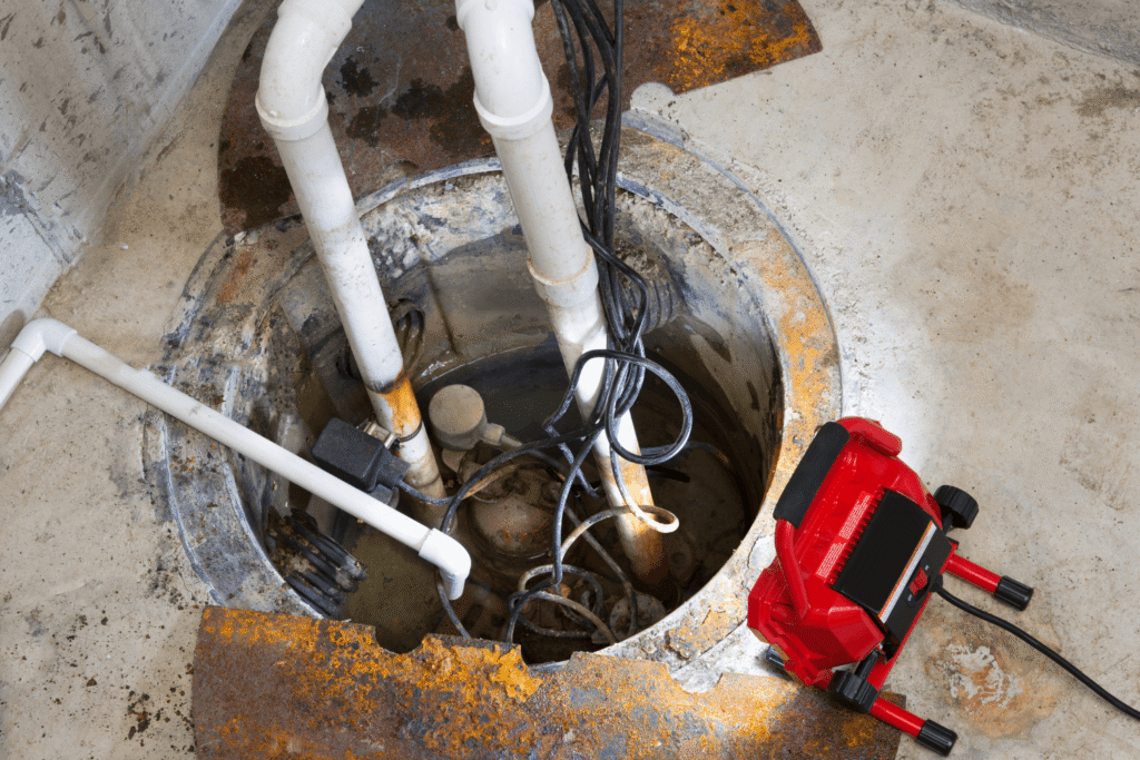 sump pump repair in process