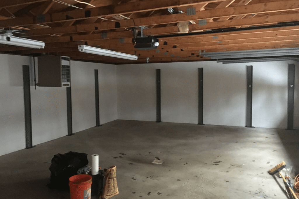 Western Pennsylvania basement after a wall anchor installation is completed by AM Wall Anchors & Waterproofing