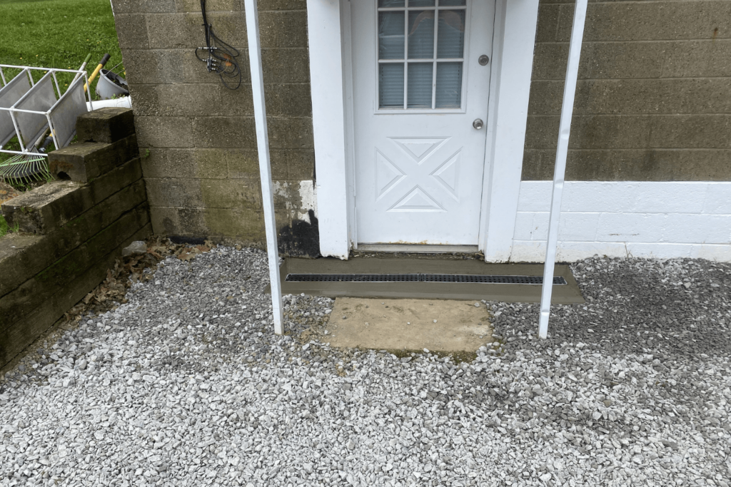exterior drainage system installed around the perimeter of a home