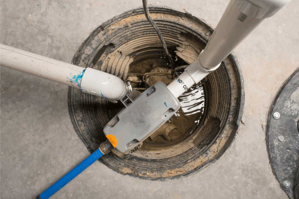 close up of sump pump with battery backup