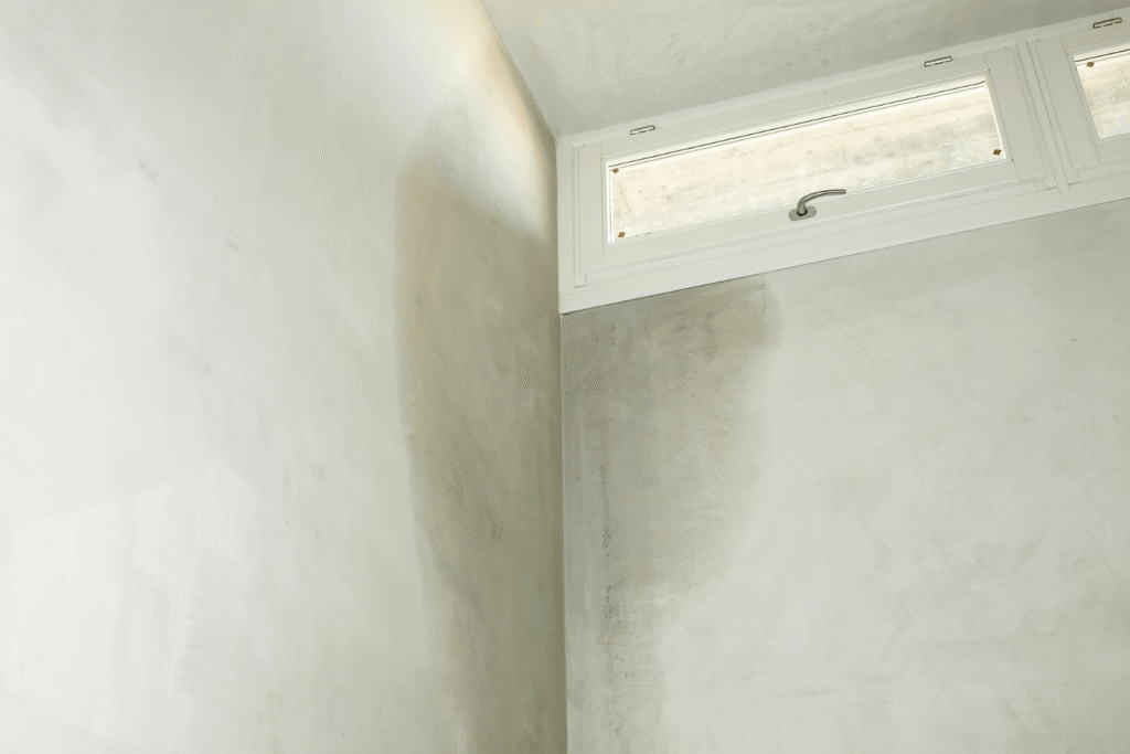 signs of moisture on interior walls of a home basement