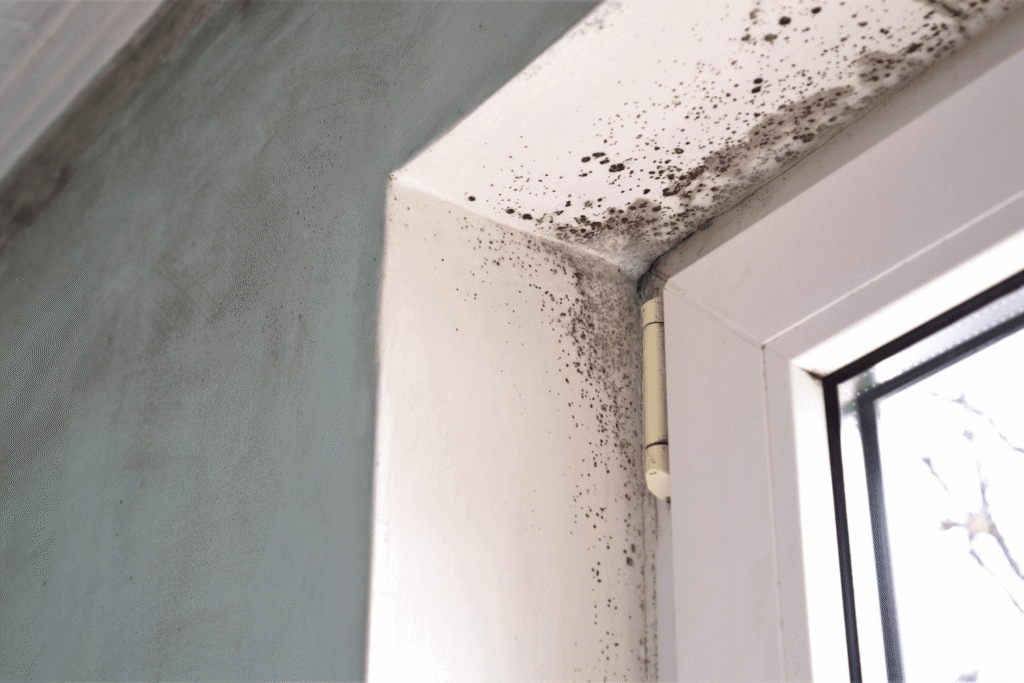 black mold growing inside a residential home from lack of basement waterproofing