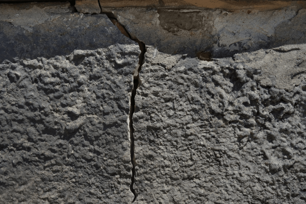close up of a foundation crack