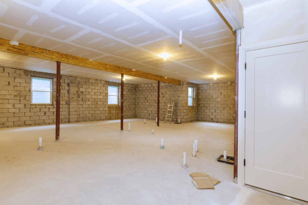 Unfinished basement in a new build home