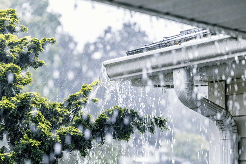 rain falling onto a house