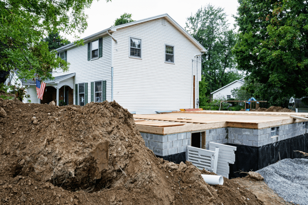 In-law suite being constructed beside a home in Pennsylvania