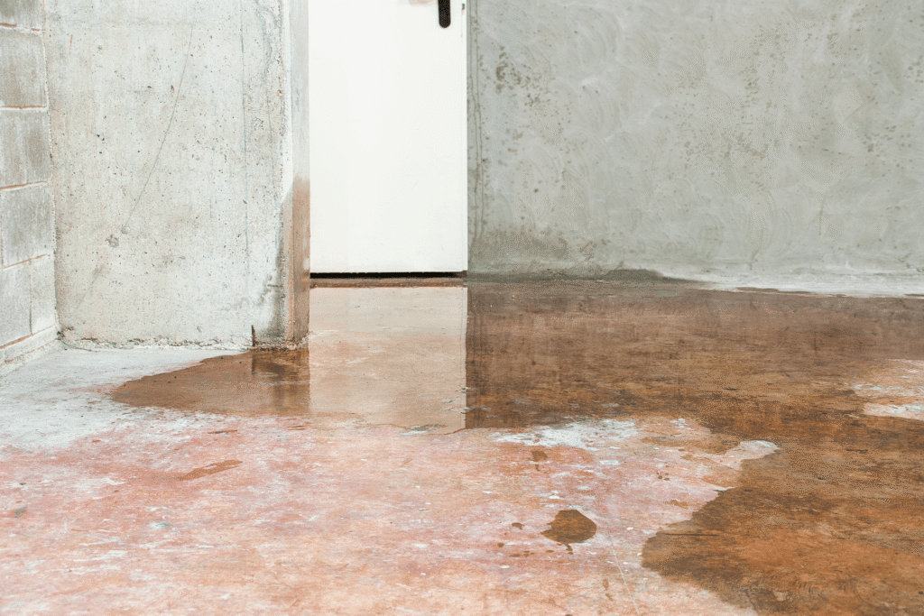 small puddles of water on basement floor